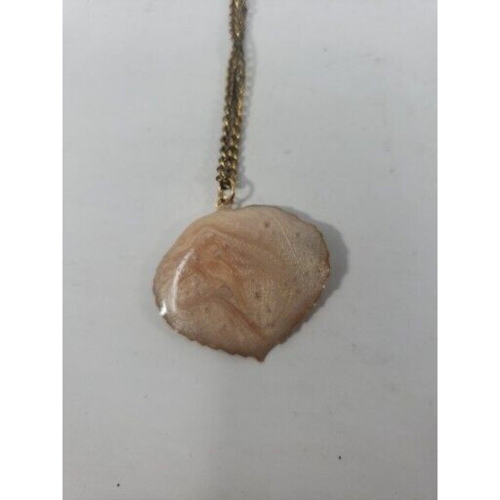 Aspen Leaf Pendant Necklace Genuine Golden Harvest Company Colorado VTG c1970s